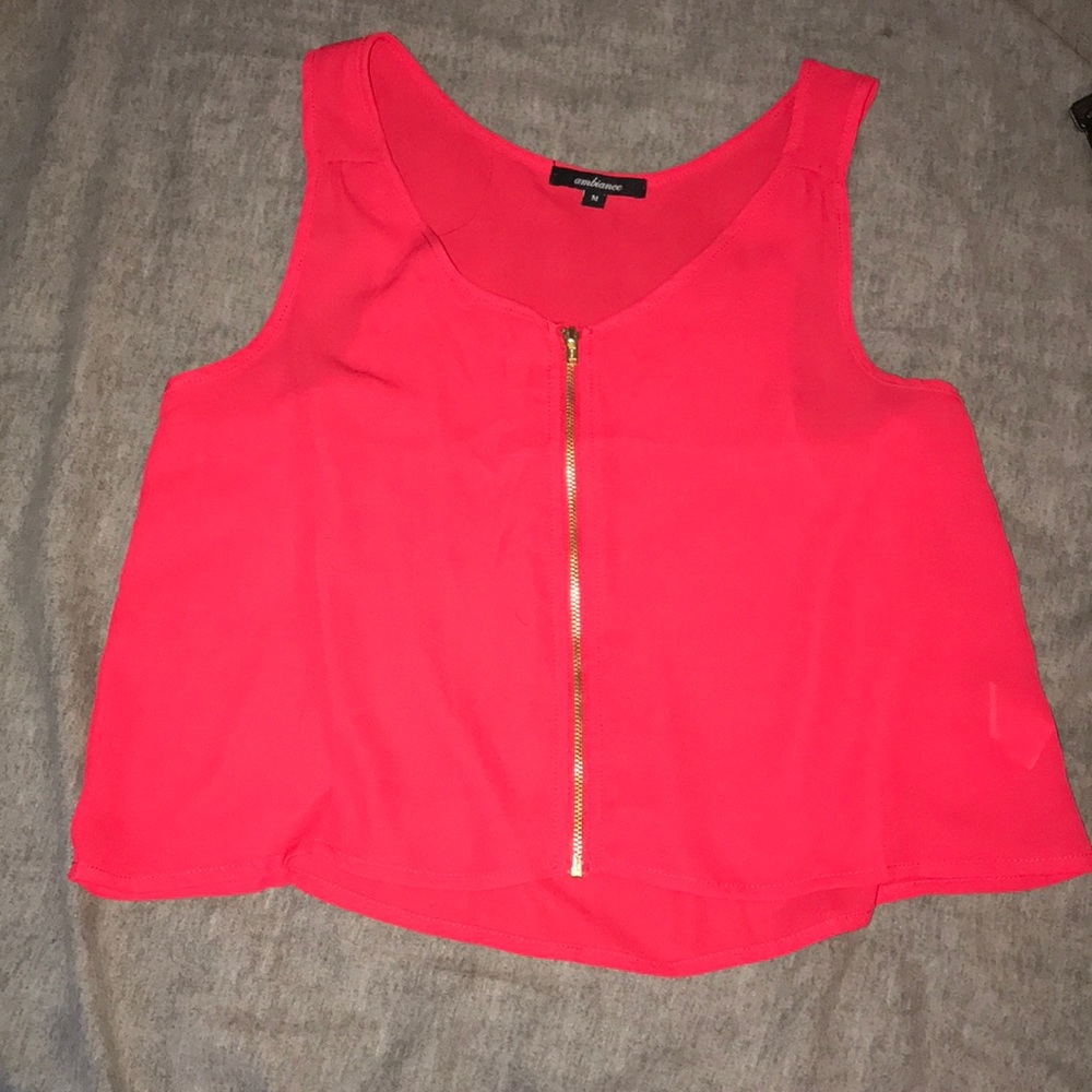 flowy zip up tank top